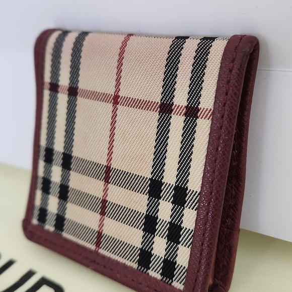 Burberry Men's Checkered Wallet - Burgundy and Beige - Picture 6 of 12